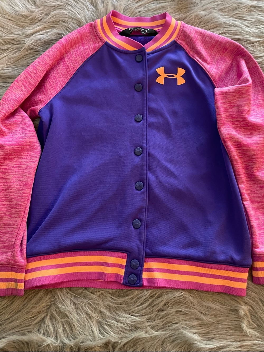 🐝Under Armour Girls' Purple & Pink Athletic Jacket
